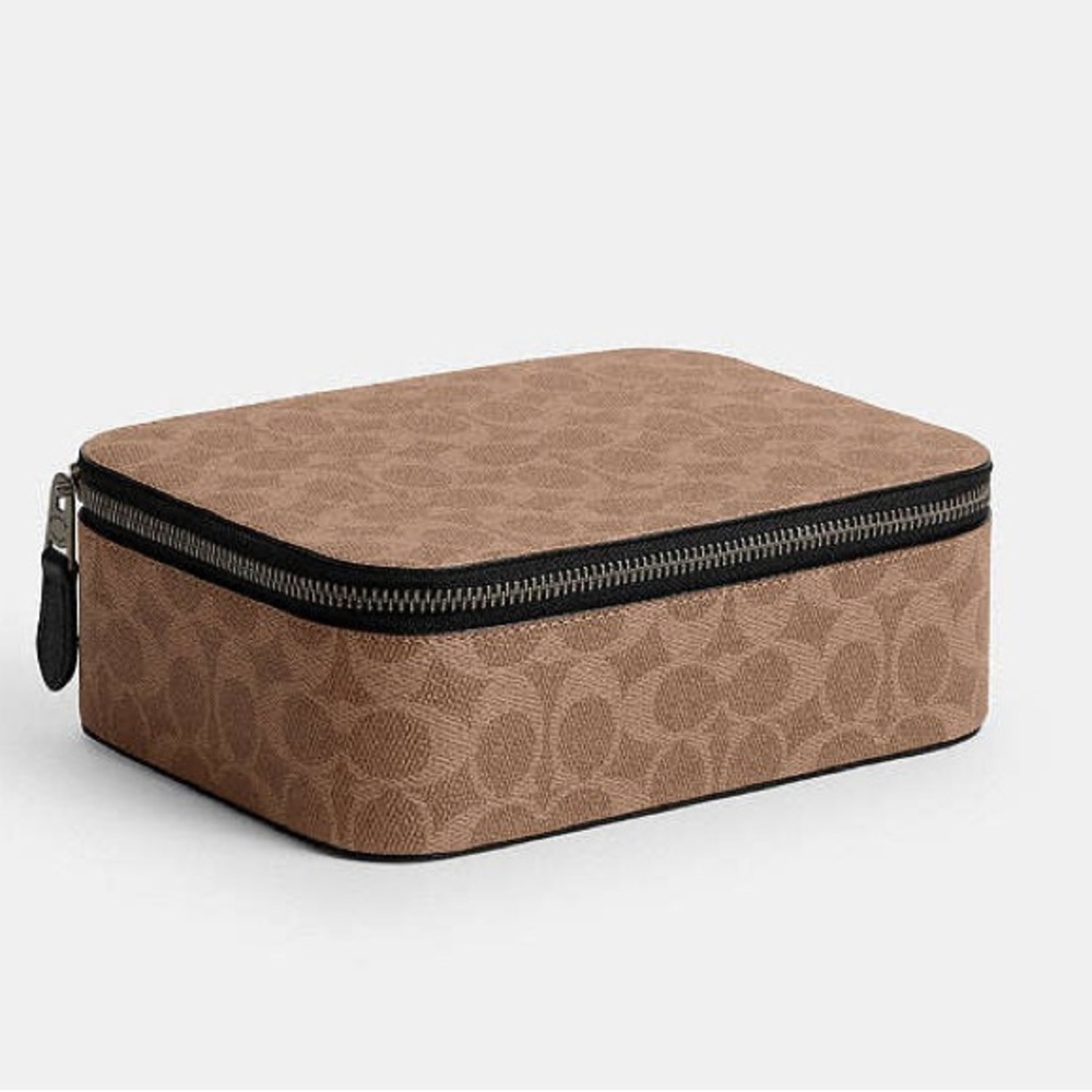 Coach Tan and Brown Monogram Bag Tech/ Accessories Organizer